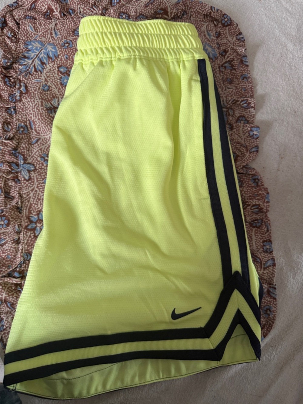 Nike Neon Yellow Basketball Shorts with Black Accents